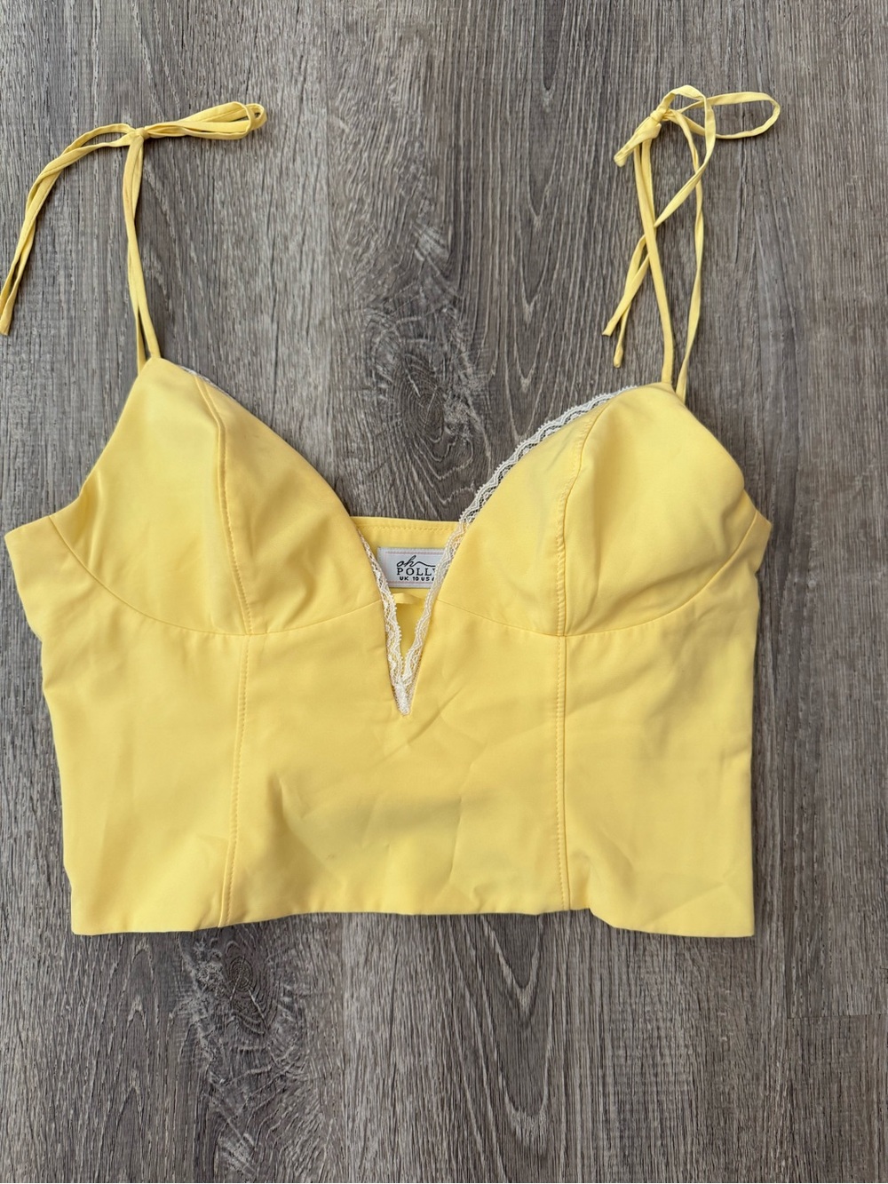 Lace-Trim Camisole Top Only in Pastel Yellow
